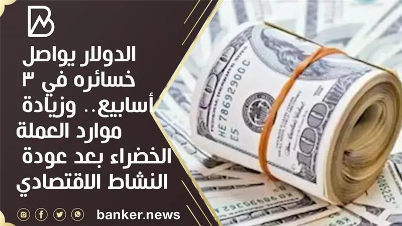 الدولار يواصل خسائره في 3 أسابيع.. وزيادة موارد العملة الخضراء بعد عودة النشاط الاقتصادي