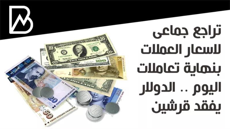 تراجع جماعى لاسعار العملات بنهاية تعاملات اليوم .. الدولار يفقد قرشين 