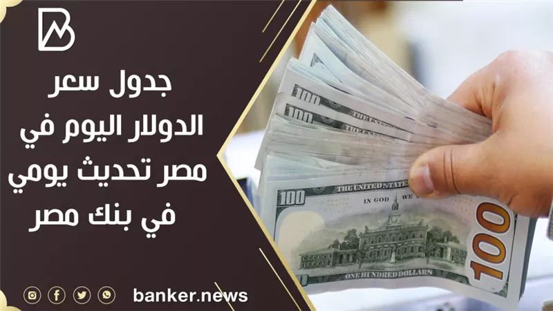 جدول سعر الدولار اليوم في مصر تحديث يومي في بنك مصر