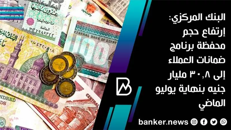 البنك المركزي: إرتفاع حجم محفظة برنامج ضمانات العملاء إلى 30.8 مليار جنيه بنهاية يوليو الماضي