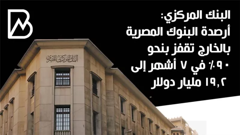البنك المركزي: أرصدة البنوك المصرية بالخارج تقفز بنحو 90% في 7 أشهر إلى 19.2 مليار دولار