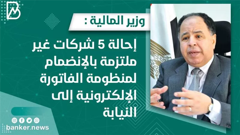 وزير المالية :إحالة 5 شركات غير ملتزمة بالإنضمام لمنظومة الفاتورة الإلكترونية إلى النيابة