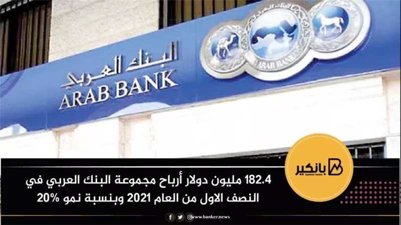 182.4 مليون دولار أرباح مجموعة البنك العربي في النصف الاول من العام 2021 وبنسبة نمو 20%