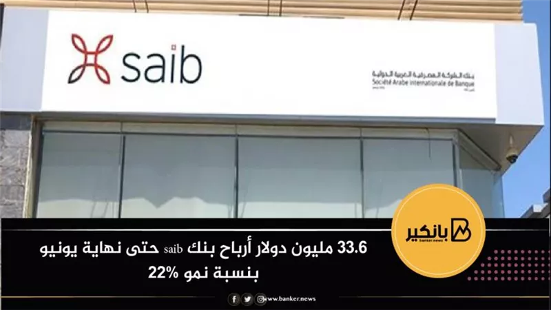 33.6 مليون دولار أرباح بنك saib حتى نهاية يونيو بنسبة نمو 22%