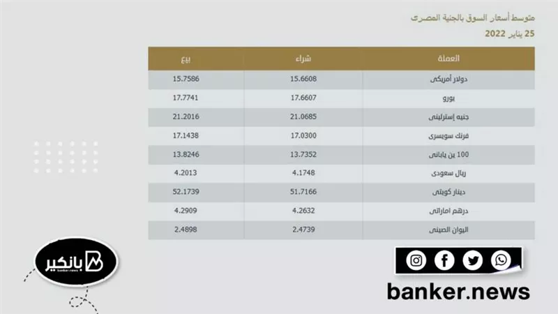 اسعار العملات فى ختام تعاملات اليوم الثلاثاء 25-1-2022 في مصر تحديث يومي