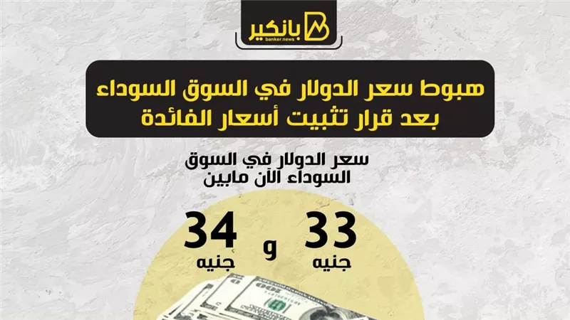 هبوط سعر الدولار في السوق السوداء عقب قرار البنك المركزي بالابقاء على أسعار الفائدة دون تغيير 