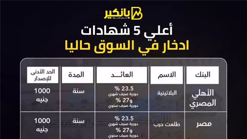 تفاصيل أعلي 5 شهادات ادخار في مصر 2024