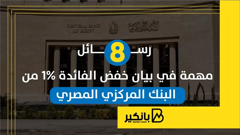 8 رسائل مهمة في بيان خفض الفائدة 1% من البنك المركزي المصري | إنفوجراف