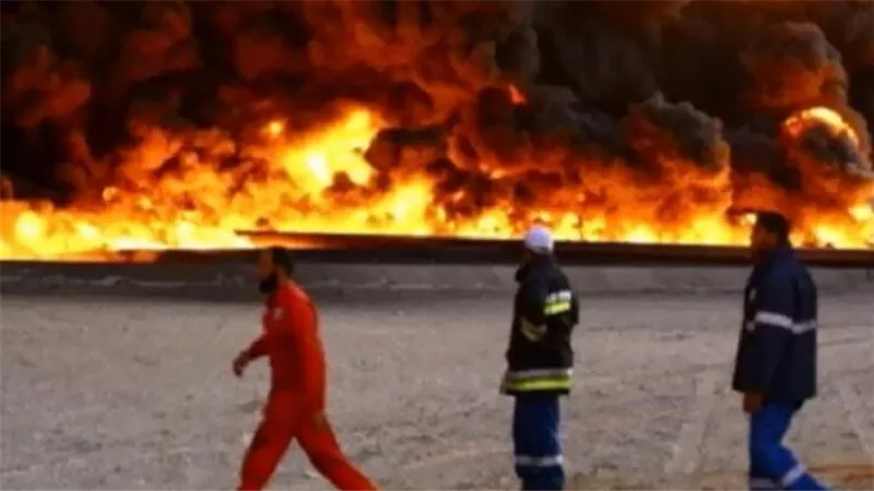 حريق في مجمع شركات نفط بالبصرة جراء هجوم مسيرة..وانهيار حاد في صادرات العراق